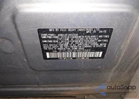 2015 Subaru Forester 2.5I из США, поврежденный, VIN JF2SJABC4FH825845